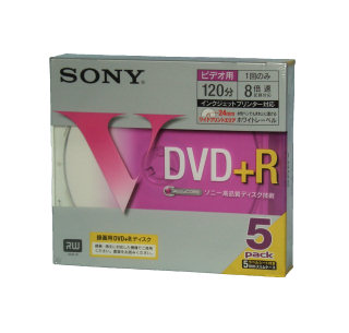 写真：SONY DVD+R（ビデオ用）のパッケージ